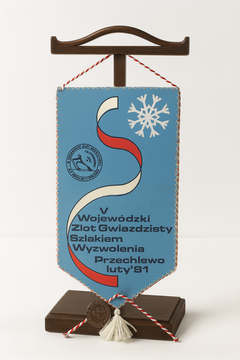 Proporczyk V Wojewódzkiego Zlotu Gwiaździstego Szlakiem Wyzwolenia, Przechlewo 1981.