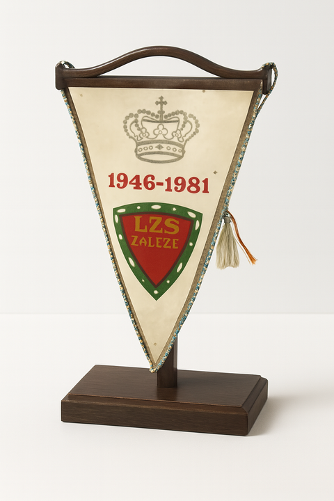 Proporczyk LZS Załęże z lat 1946-1981, eksponat Muzeum Sportu Wiejskiego