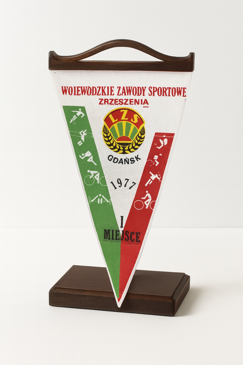 Proporczyk z Wojewódzkich Zawodów Sportowych Zrzeszenia LZS Gdańsk 1977