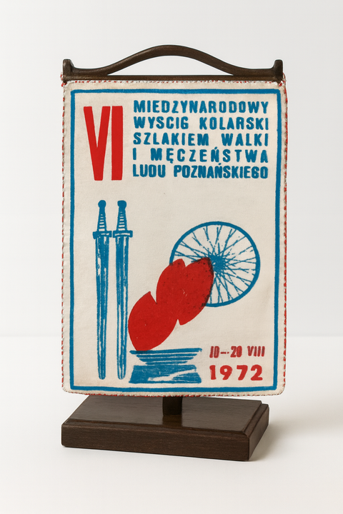 Proporczyk VI Międzynarodowego Wyścigu Kolarskiego Szlakiem Walk i Męczeństwa Ludu Poznańskiego z 1972 roku.