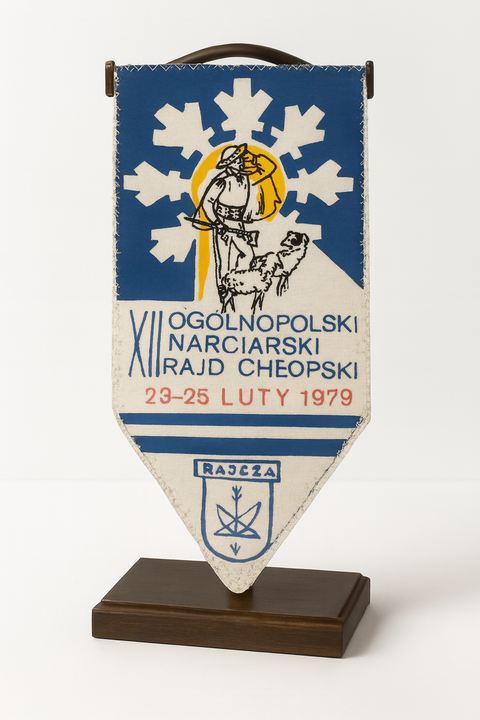Proporczyk z XII Ogólnopolskiego Narciarskiego Rajdu Chłopskiego z 1979 roku